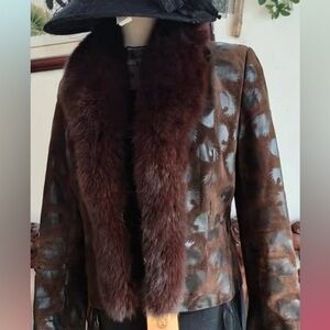 Vintage Brown Real Fur Leather Jacket/Blazer Penny Lane Coat S